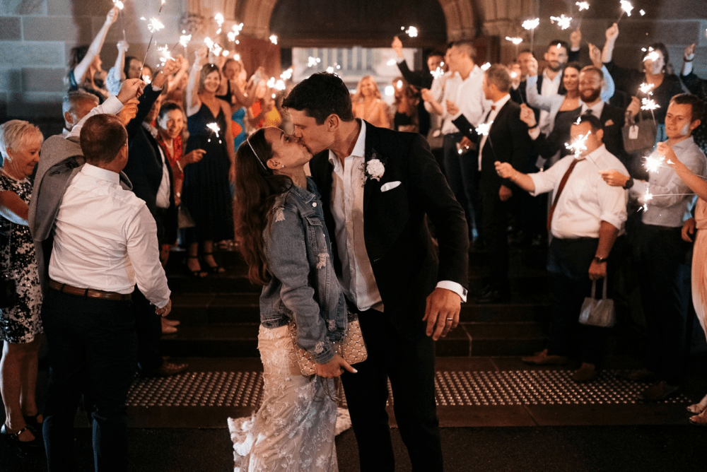 Great Hall Wedding Exit with Sparklers