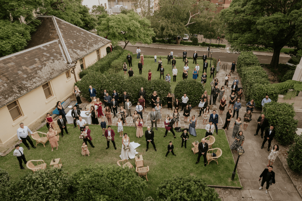 Social Distance Wedding Group Photo