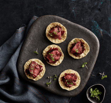 Kangaroo beetroot relish dish