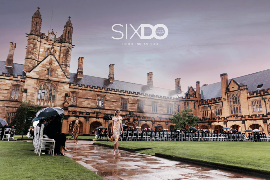 SIXDO models showcasing 2023 Spring/Summer collection on the runway in University of Sydney Quadrangle